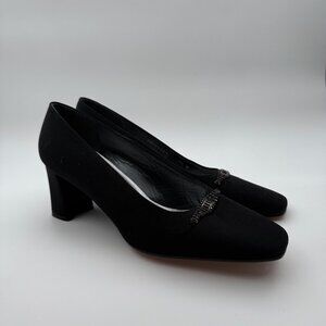 STUART WEITZMAN Black Pumps with Rhinestones details Size 7.5‎ B
